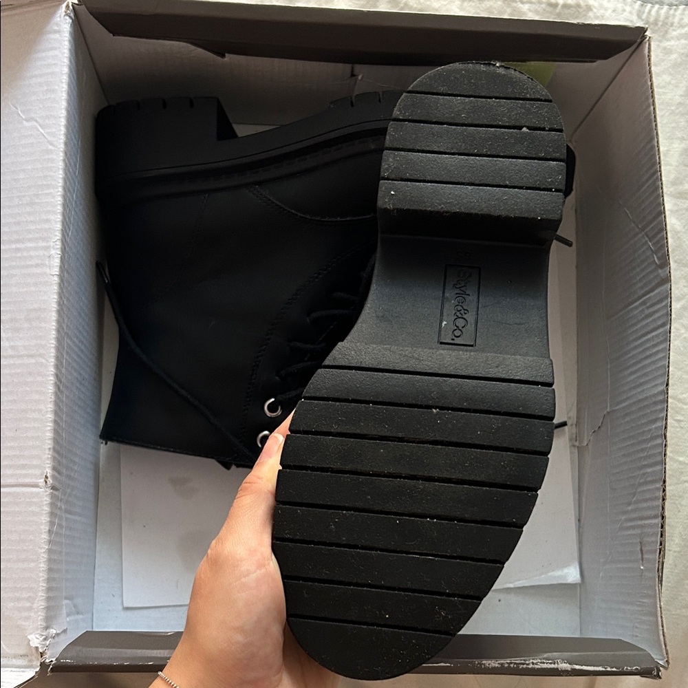 Style & Co. Black Combat Boots - Picture 4 of 8